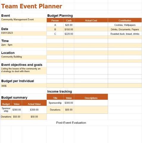 Team Event Planering